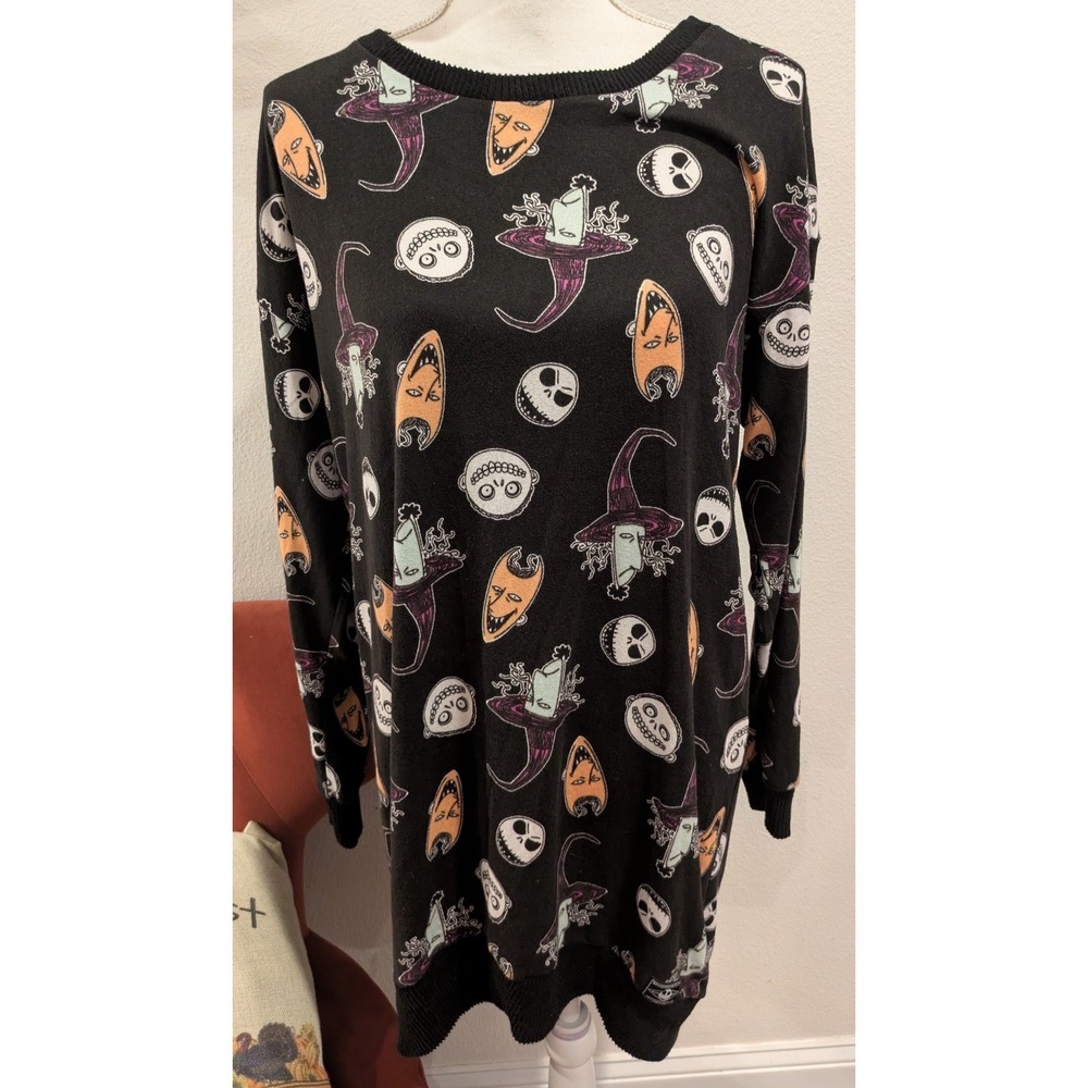 Disney Nightmare Before Christmas Nightgown Sleep Shirt Jack Skellington Black M